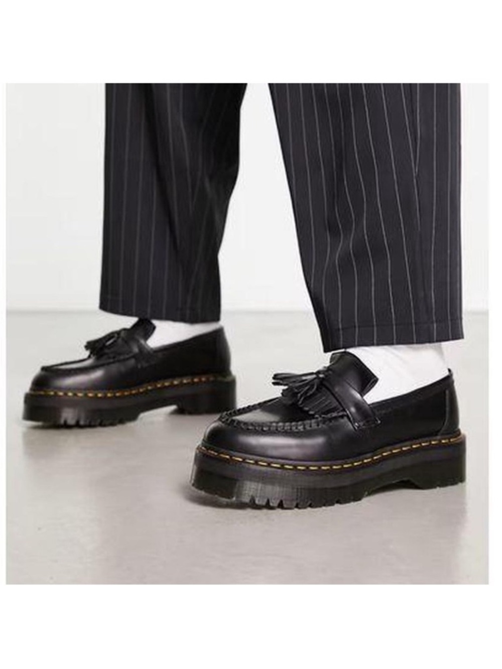 Dr Doc Martens Adrian Quad Platform Black Smooth Leather Loafer Shoes Womens 9